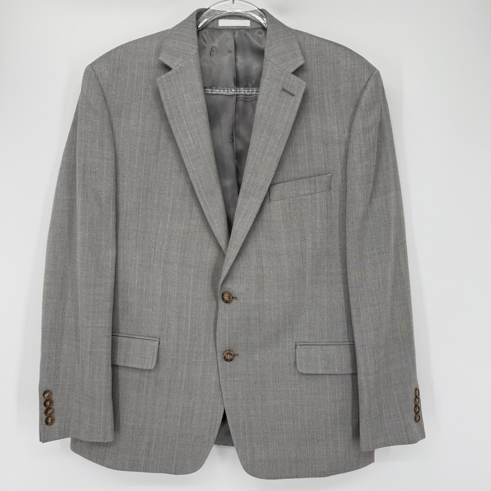Lauren Ralph Lauren Men's Silk Wool Gray‎ Herringbone Blazer Sport Coat 44R